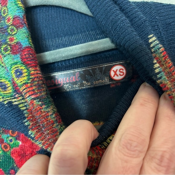 Desigual Blue and Red Graphic Long Sleeve Blouse - Picture 5 of 6